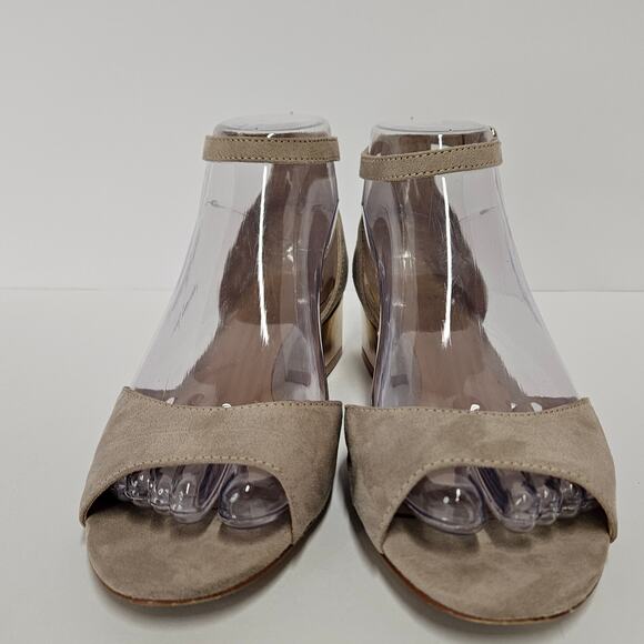 KAARI BLUE Danni Taupe Suede Block Heel Ankle Strap Sandals Size 6 - Picture 2 of 8